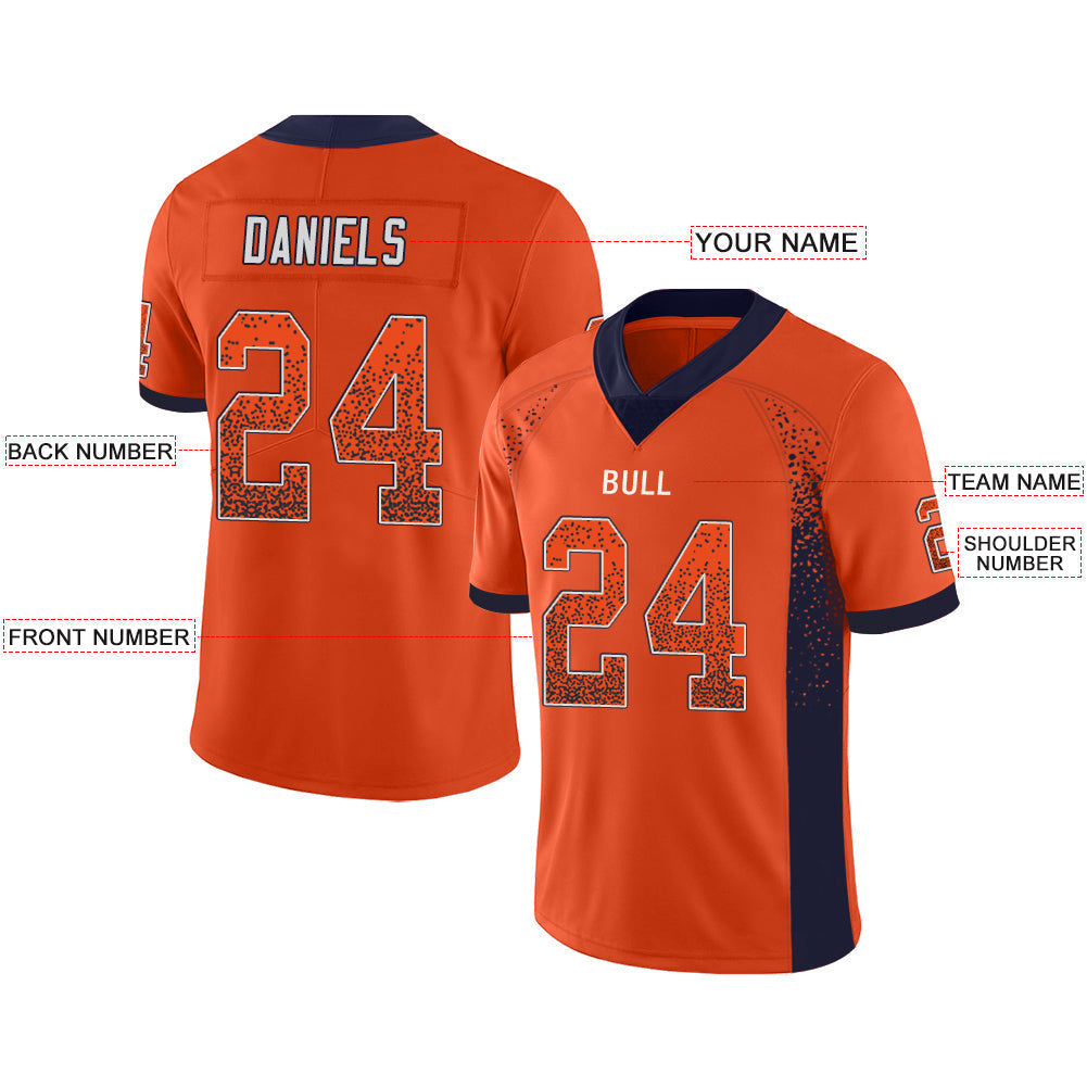 Custom C.Bear Stitched American Football Jerseys Personalize Birthday Gifts Orange Jersey