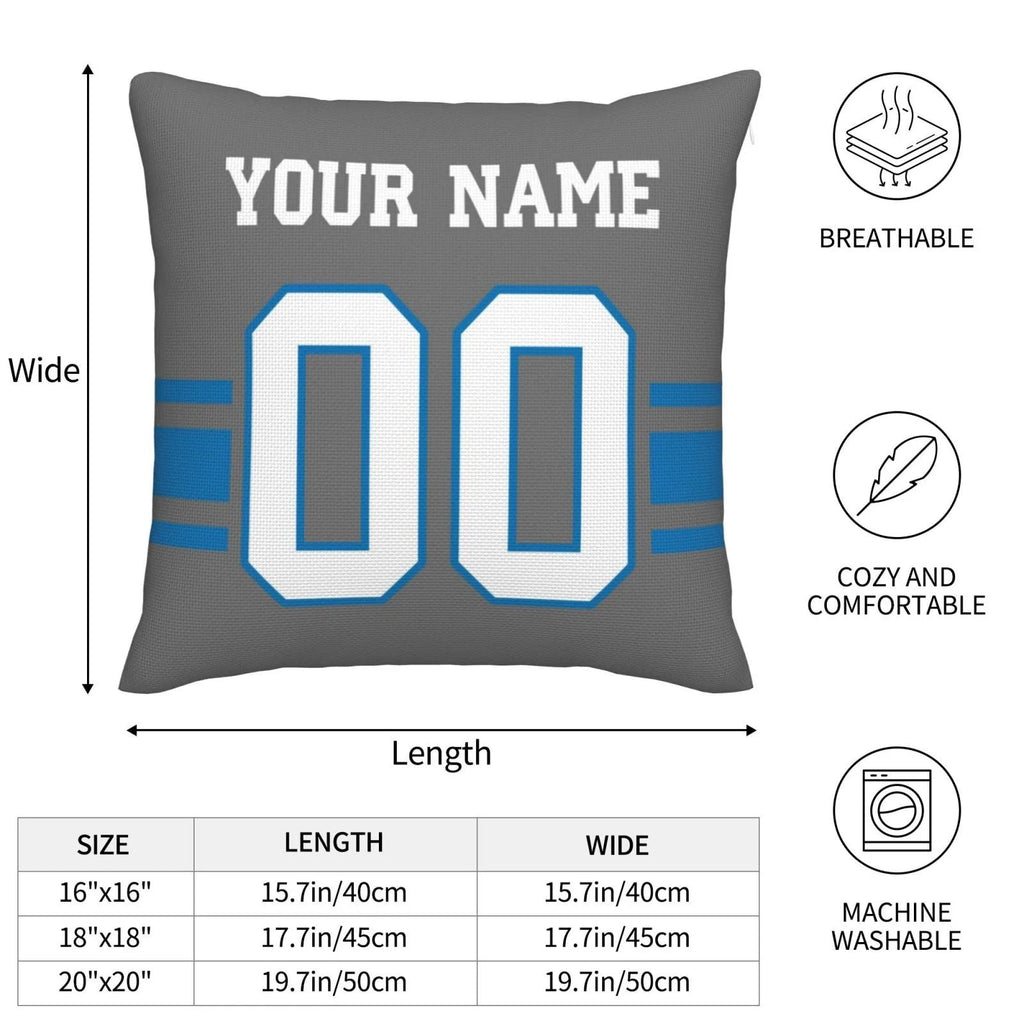 Custom D.Lions Pillow Decorative Throw Pillow Case - Print Personalized Football Team Fans Name & Number Birthday Gift Football Pillows