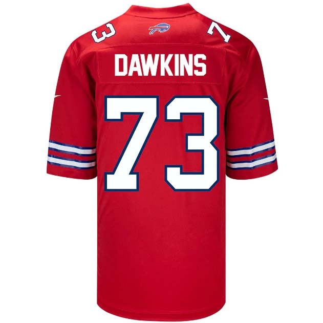 B.Bills #73 Dion Dawkins Game Jersey - Red Stitched American Football Jerseys