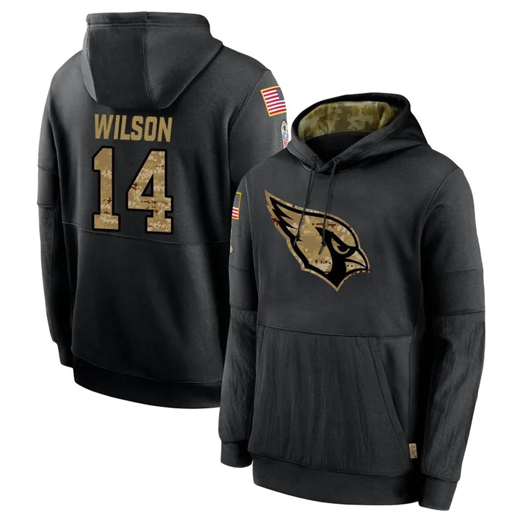 A.Cardinals #14 Michael Wilson Player Black Salute to Service Hoodies Football Jerseys