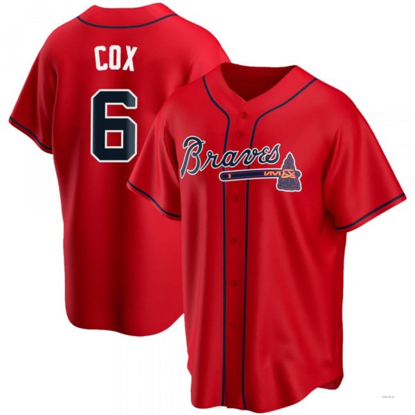 Atlanta Braves #6 Bobby Cox Red Alternate Jersey Stitches Baseball Jerseys