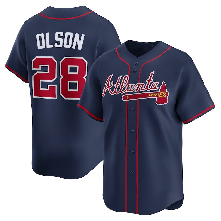 Atlanta Braves #28 Matt Olson Alternate Limited Jersey - Navy Baseball Jerseys