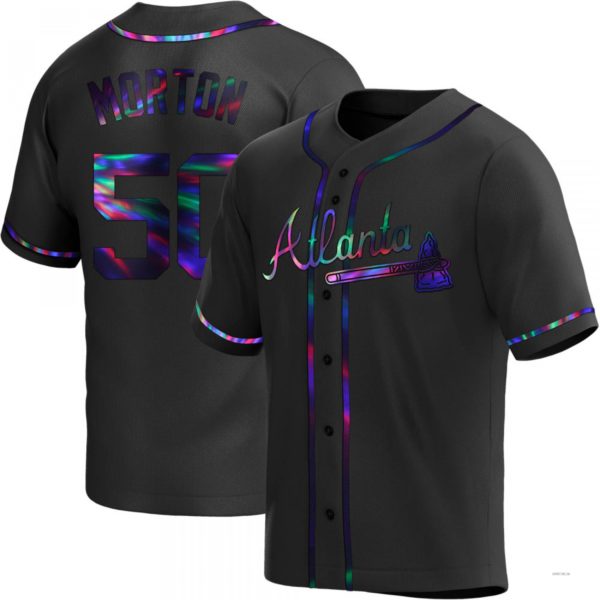 Atlanta Braves #50 Charlie Morton Black Holographic Alternate Jersey Stitches Baseball Jerseys