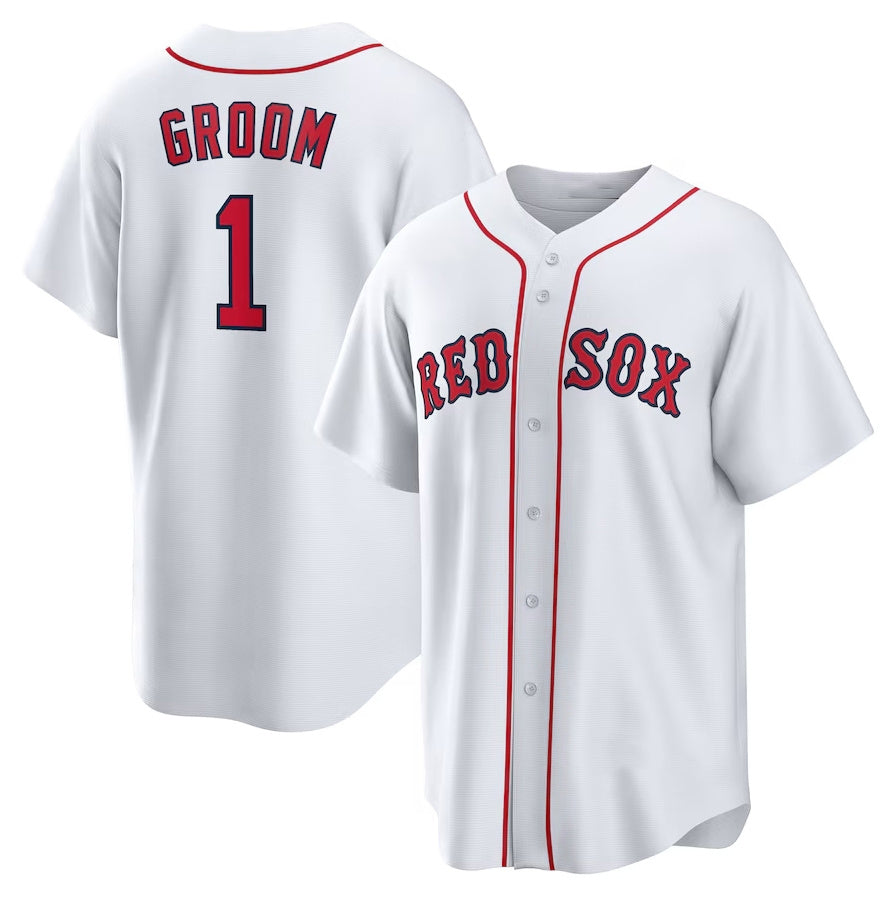 Boston Red Sox #1 Groom Home Replica Jersey - White Stitched Baseball Jersey