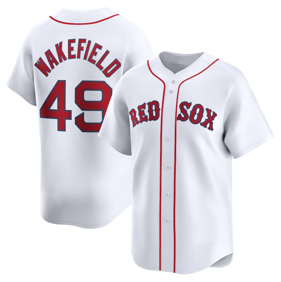 Boston Red Sox #49 Tim Wakefield Home Limited Player Jersey - White Stitched Baseball Jersey