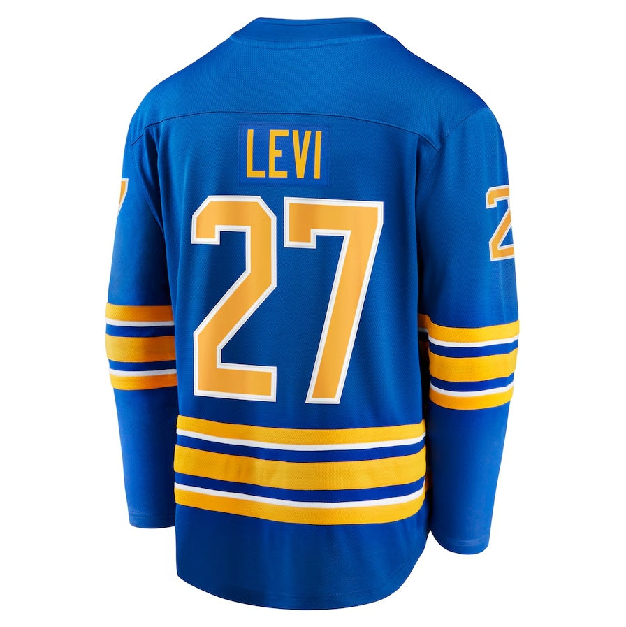 B.Sabres #27 Devon Levi Fanatics Home Breakaway Jersey - Royal Stitched American Hockey Jerseys