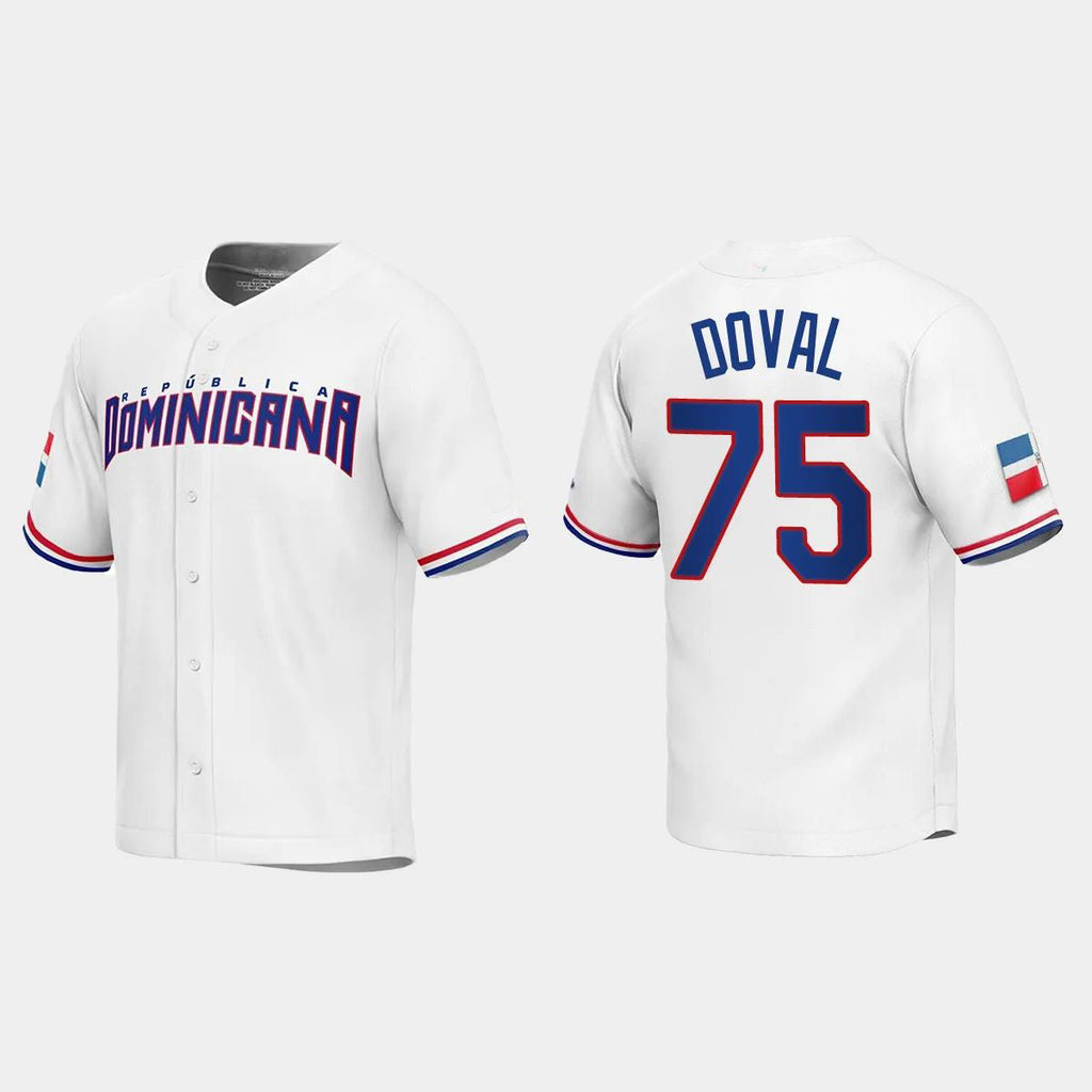 #75 CAMILO DOVAL DOMINICAN REPUBLIC BASEBALL 2023 WORLD BASEBALL CLASSIC REPLICA JERSEY ¨C WHITE Stitches Baseball Jerseys