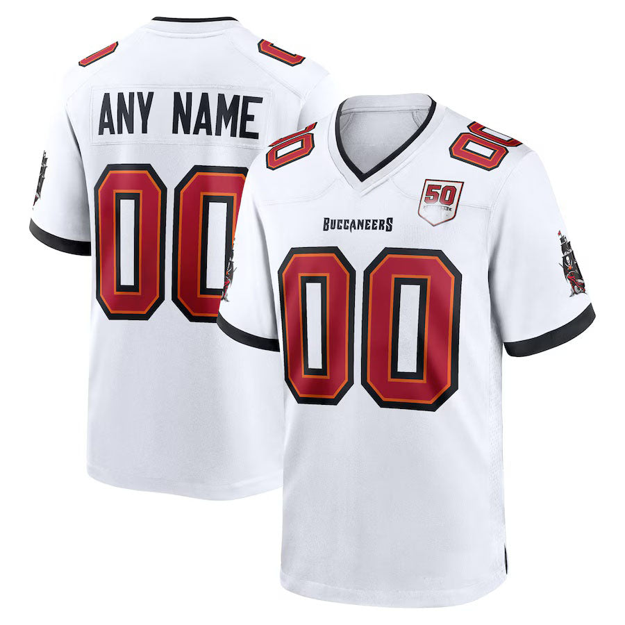 Custom TB.Buccaneers White 50th Anniversary Game Stitched American Football Jerseys