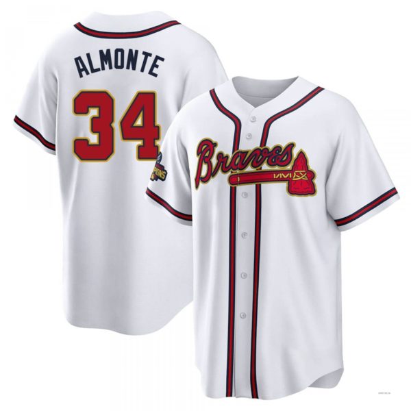 Atlanta Braves #34 Abeuacm Almonte Gold White 2022 Program Jersey Stitches Baseball Jerseys