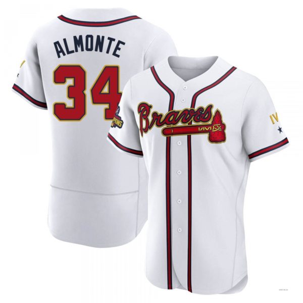 Atlanta Braves #34 Abeuacm Almonte Gold White 2022 Program Jersey Stitches Baseball Jerseys