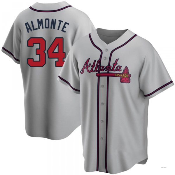 Atlanta Braves #34 Abeuacm Almonte Gray Road Jersey Stitches Baseball Jerseys