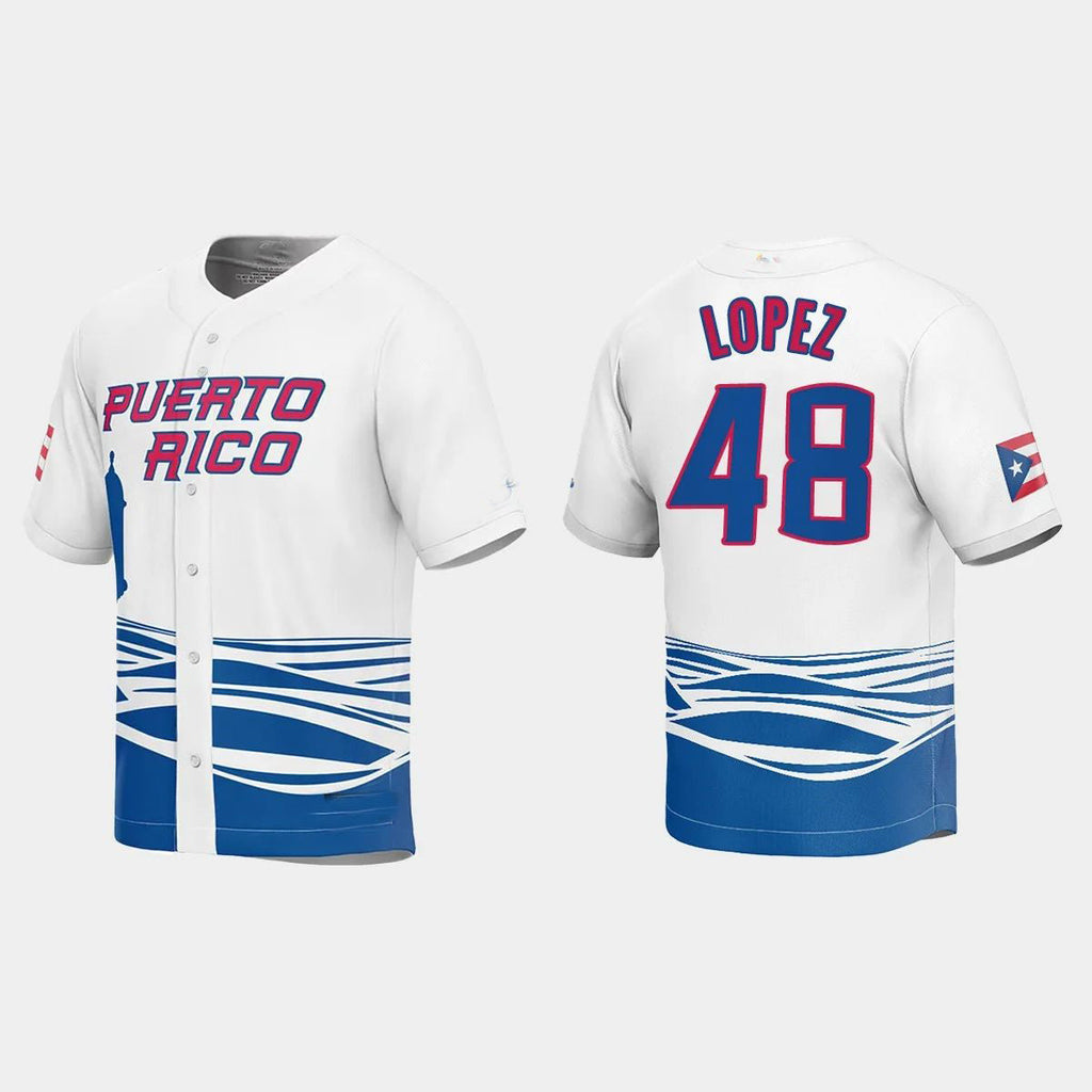 #48 JORGE LOPEZ PUERTO RICO BASEBALL 2023 WORLD BASEBALL CLASSIC JERSEY ¨C WHITE Stitches Baseball Jerseys