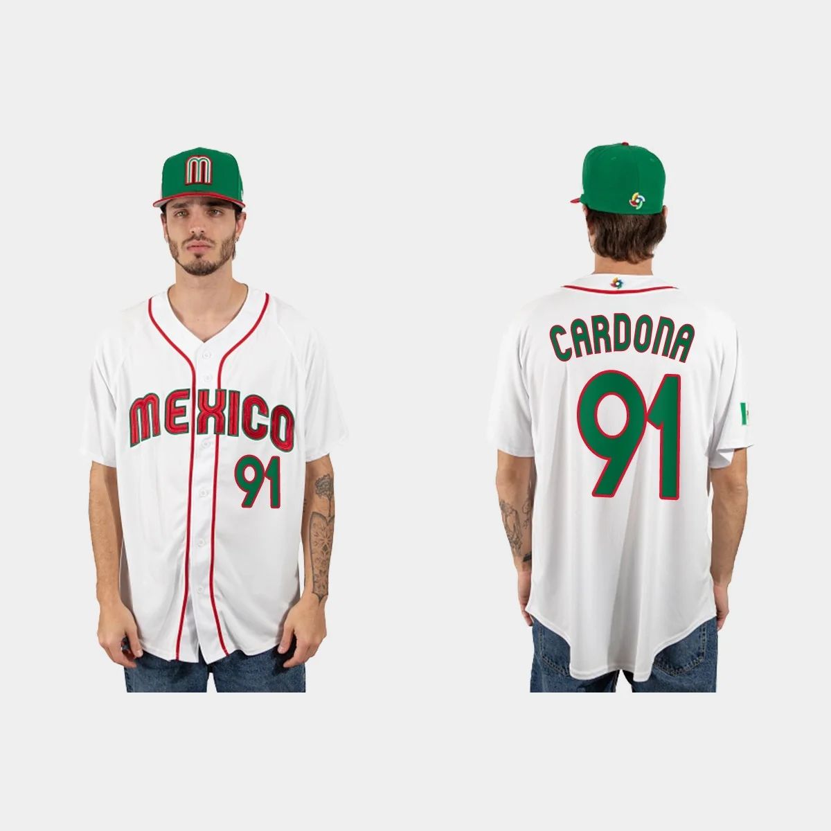 #91 JOSE CARDONA MEXICO BASEBALL 2023 WORLD BASEBALL CLASSIC JERSEY ¨C WHITE Stitches Baseball Jerseys
