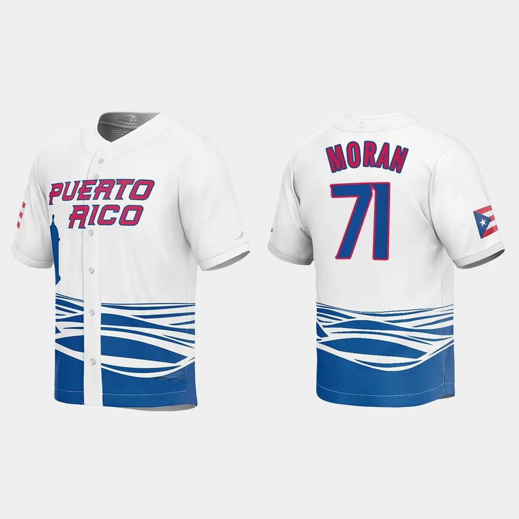 #71 JOVANI MORAN PUERTO RICO BASEBALL 2023 WORLD BASEBALL CLASSIC JERSEY ¨C WHITE Stitches Baseball Jerseys
