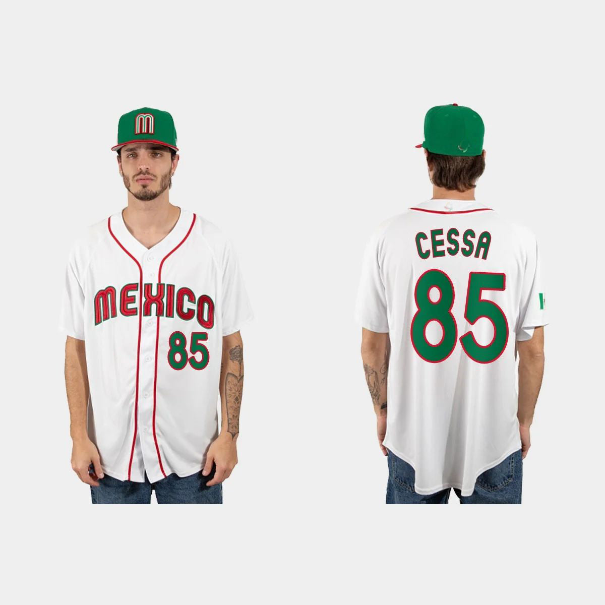 #85 LUIS CESSA MEXICO BASEBALL 2023 WORLD BASEBALL CLASSIC JERSEY ¨C WHITE Stitches Baseball Jerseys
