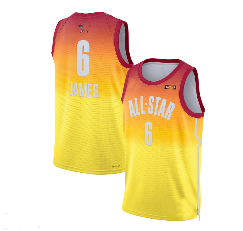 #6 LeBron James 2023 All-Star Game Swingman Jersey - Orange Stitched American Basketball Jersey