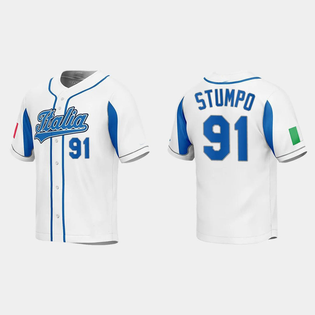#91 MITCHELL STUMPO ITALY BASEBALL 2023 WORLD BASEBALL CLASSIC JERSEY ¨C WHITE Stitches Baseball Jerseys