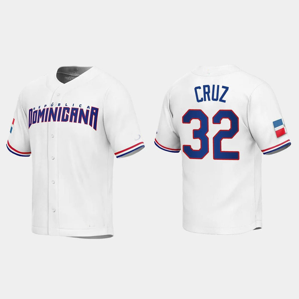 #32 NELSON CRUZ DOMINICAN REPUBLIC BASEBALL 2023 WORLD BASEBALL CLASSIC REPLICA JERSEY ¨C WHITE Stitches Baseball Jerseys