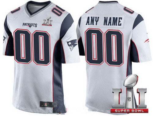 NE.Patriots White 2017 Super Bowl LI Custom Game Jersey Stitched Football Jerseys