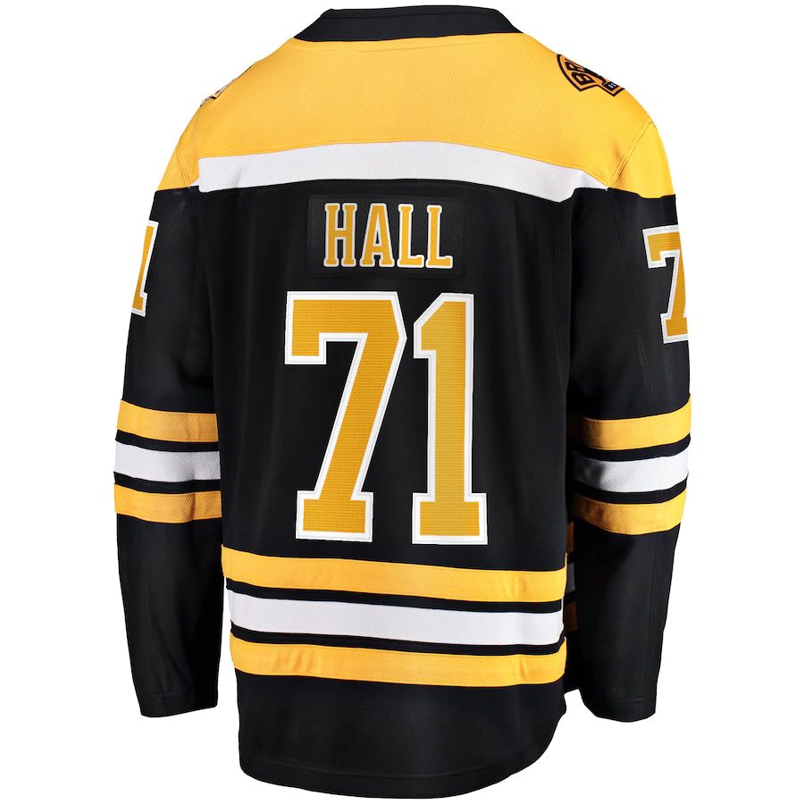 B.Bruins #71 Taylor Hall Fanatics Branded 2017-18 Home Breakaway Replica Jersey  Black Stitched American Hockey Jerseys