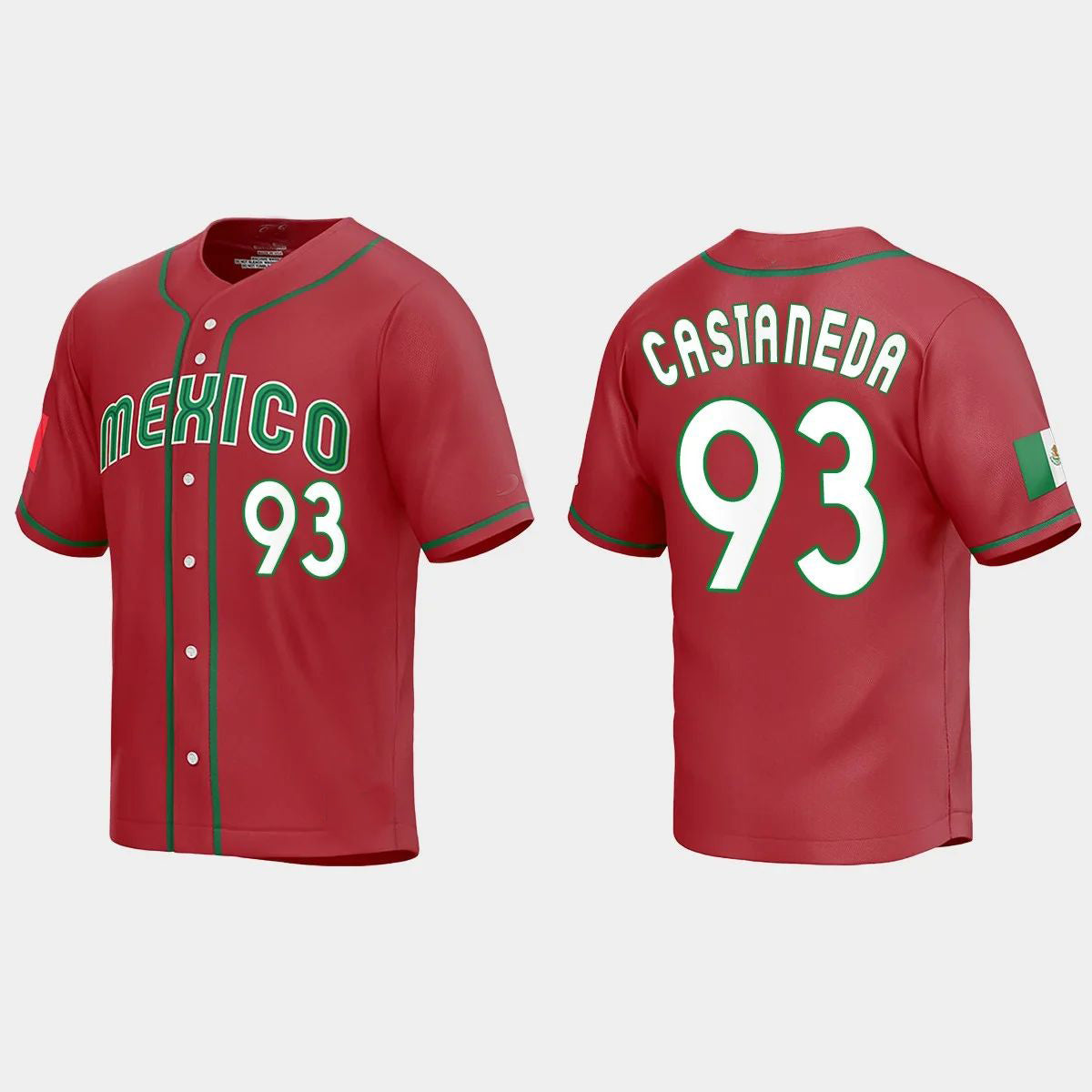 #93 VICTOR CASTANEDA MEXICO BASEBALL 2023 WORLD BASEBALL CLASSIC REPLICA JERSEY ¨C RED Stitches Baseball Jerseys