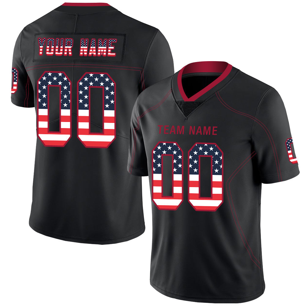 Custom A.Cardinal Men American Black USA Flag Fashion Vapor Limited Stitched Football Jersey